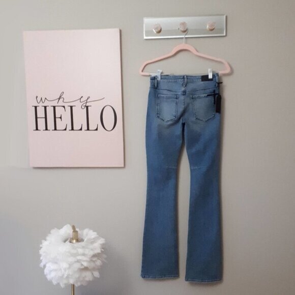 NWT RtA med  wash mid rise distressed flare jeans - Picture 13 of 16